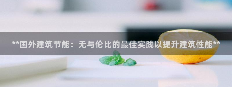 e尊电竞：**国外建筑节能：无与伦比的最佳实践以提升建筑性能**