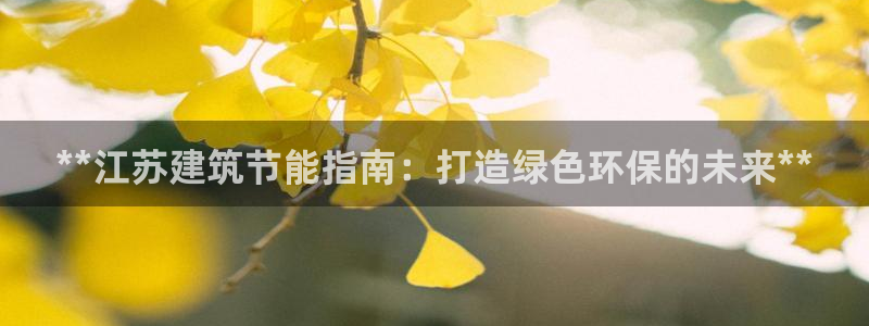 e尊国际官网·网址：**江苏建筑节能指南：打造绿色环保的未来**
